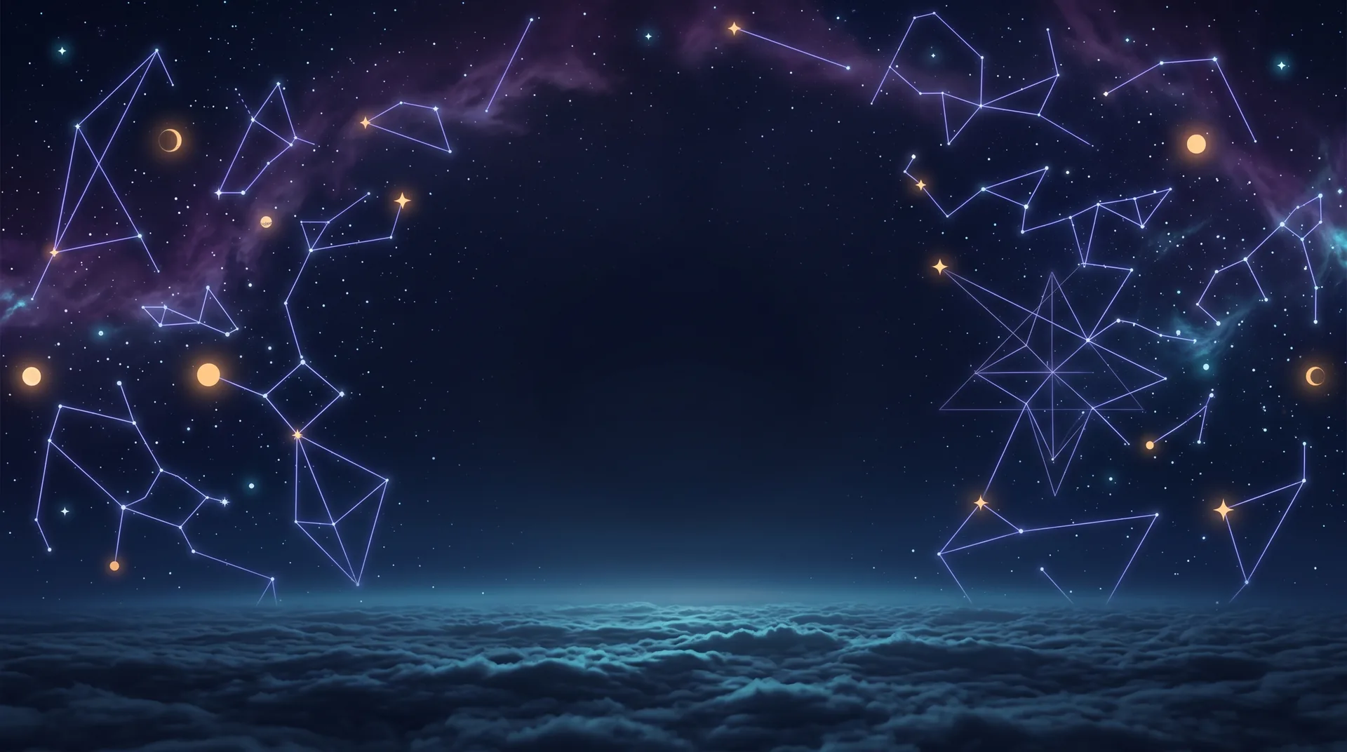 Night sky with glowing constellations